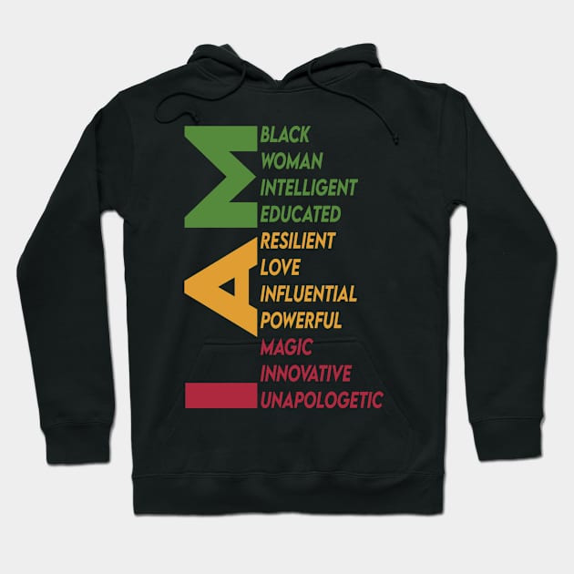 I Am | Black Woman | Beautiful | Love | Innovative | Powerful Hoodie by Houseofwinning